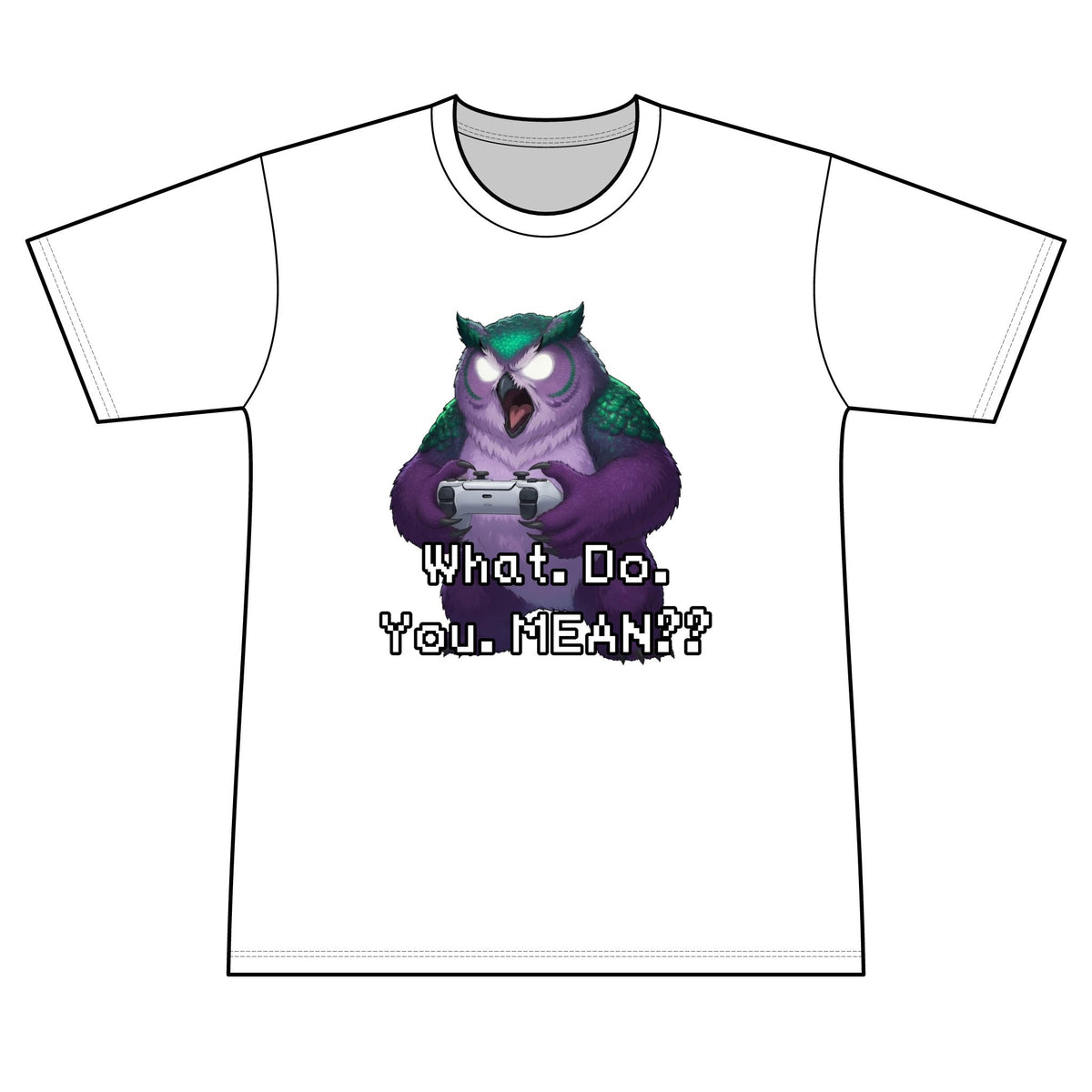 Owl Graphic Tee — 'What. Do. You. MEAN??' Retro Pixel Art Men's T-Shirt