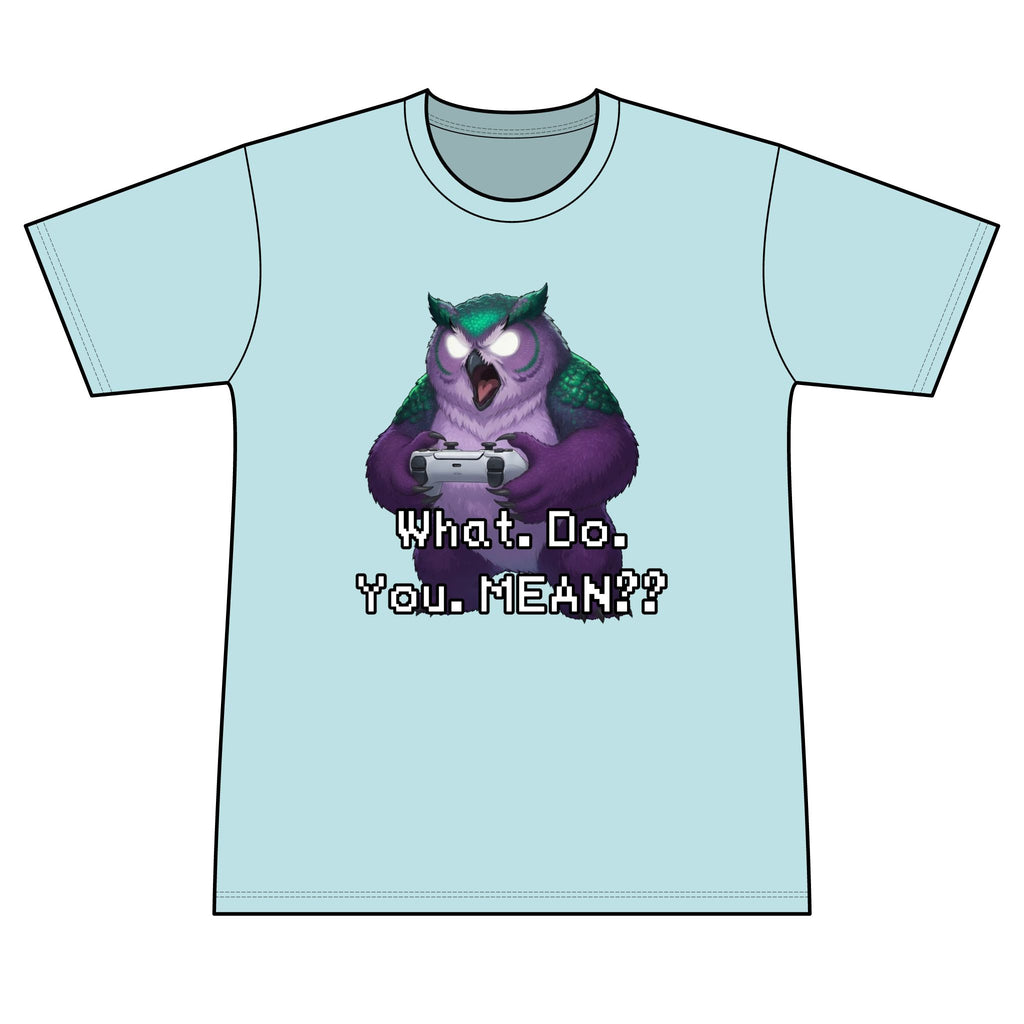Owl Graphic Tee — 'What. Do. You. MEAN??' Retro Pixel Art Men's T-Shirt