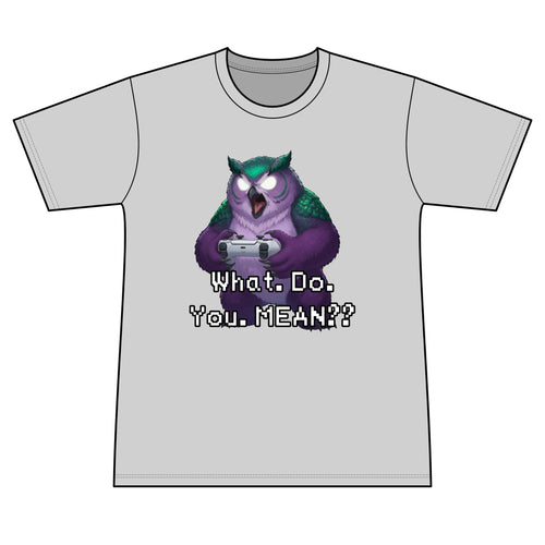 Owl Graphic Tee — 'What. Do. You. MEAN??' Retro Pixel Art Men's T-Shirt