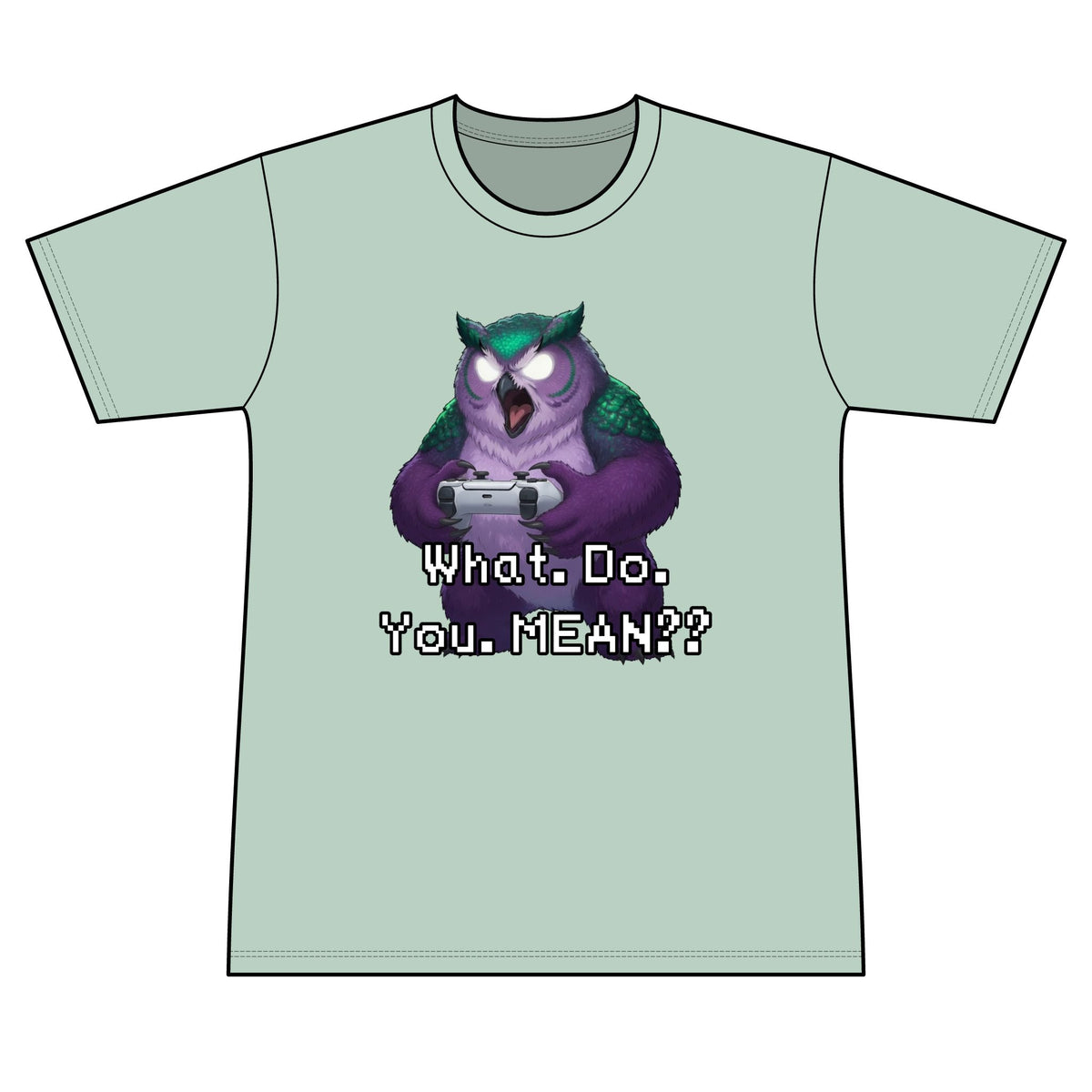 Owl Graphic Tee — 'What. Do. You. MEAN??' Retro Pixel Art Men's T-Shirt