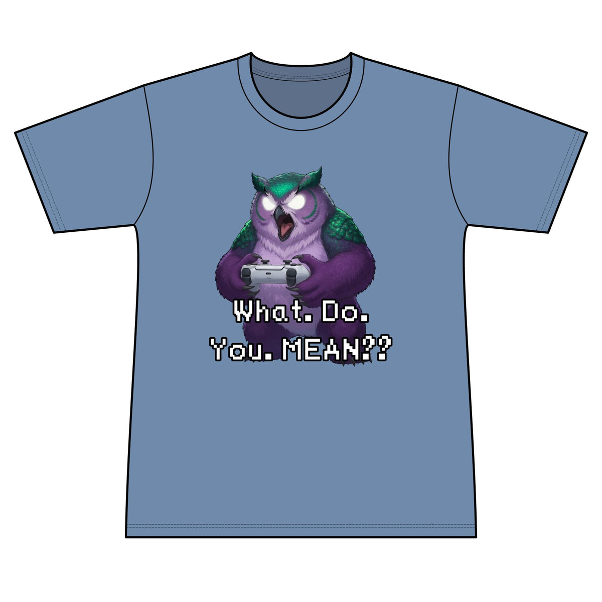 Owl Graphic Tee — 'What. Do. You. MEAN??' Retro Pixel Art Men's T-Shirt
