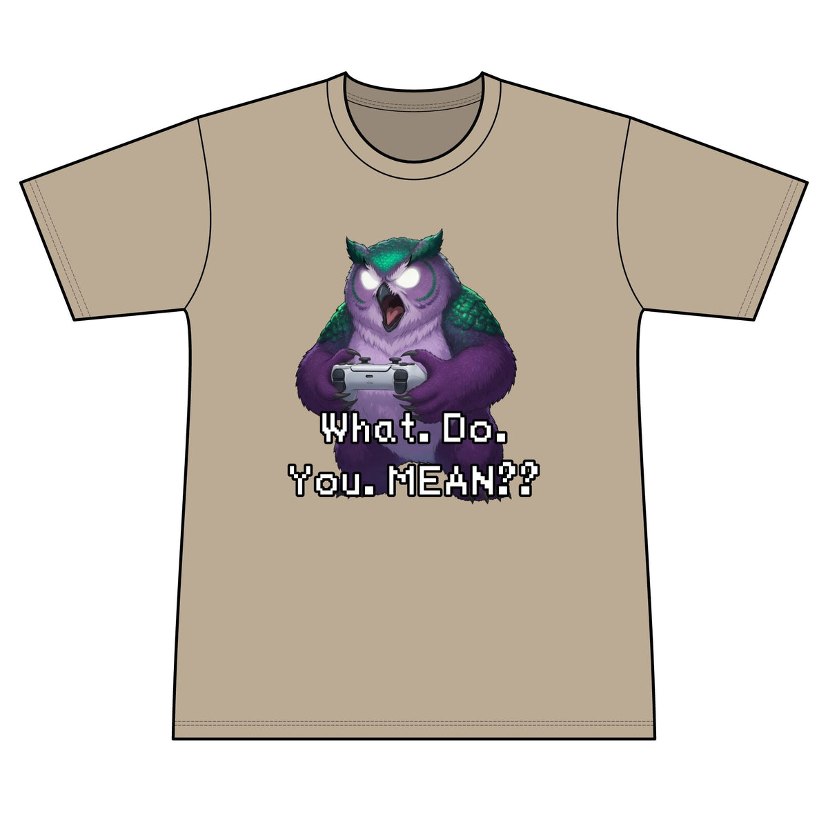 Owl Graphic Tee — 'What. Do. You. MEAN??' Retro Pixel Art Men's T-Shirt